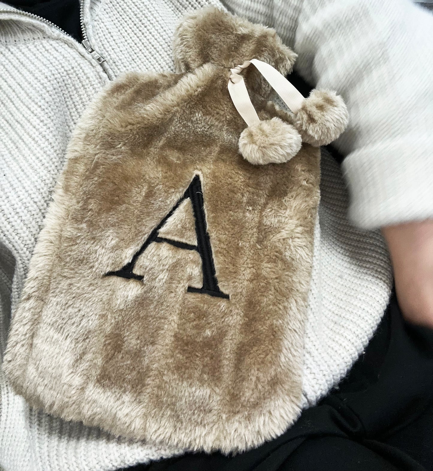 Initial Personalised Furry Hot Water Bottle