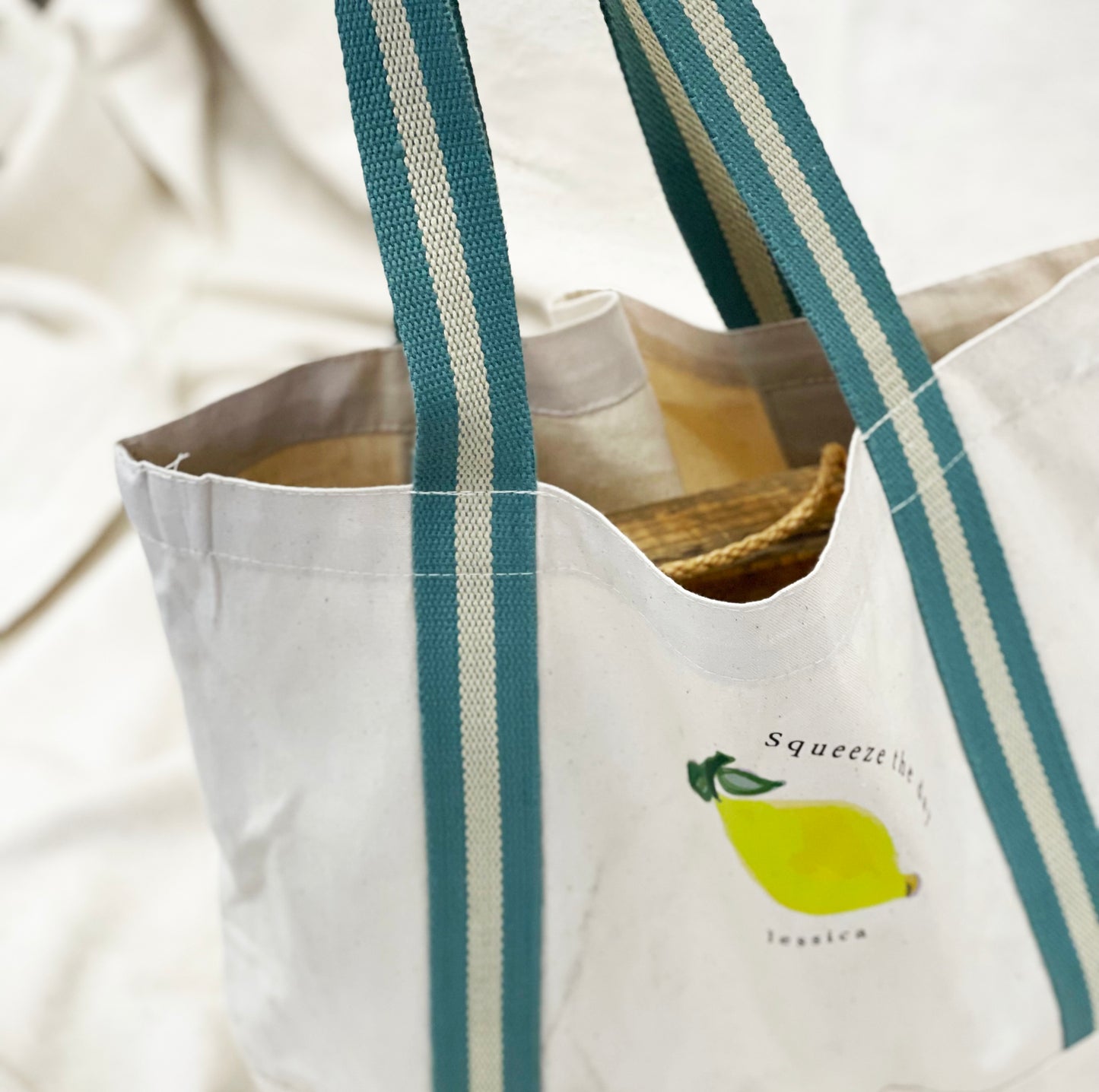 Squeeze The Day Personalised Organic Boat Bag