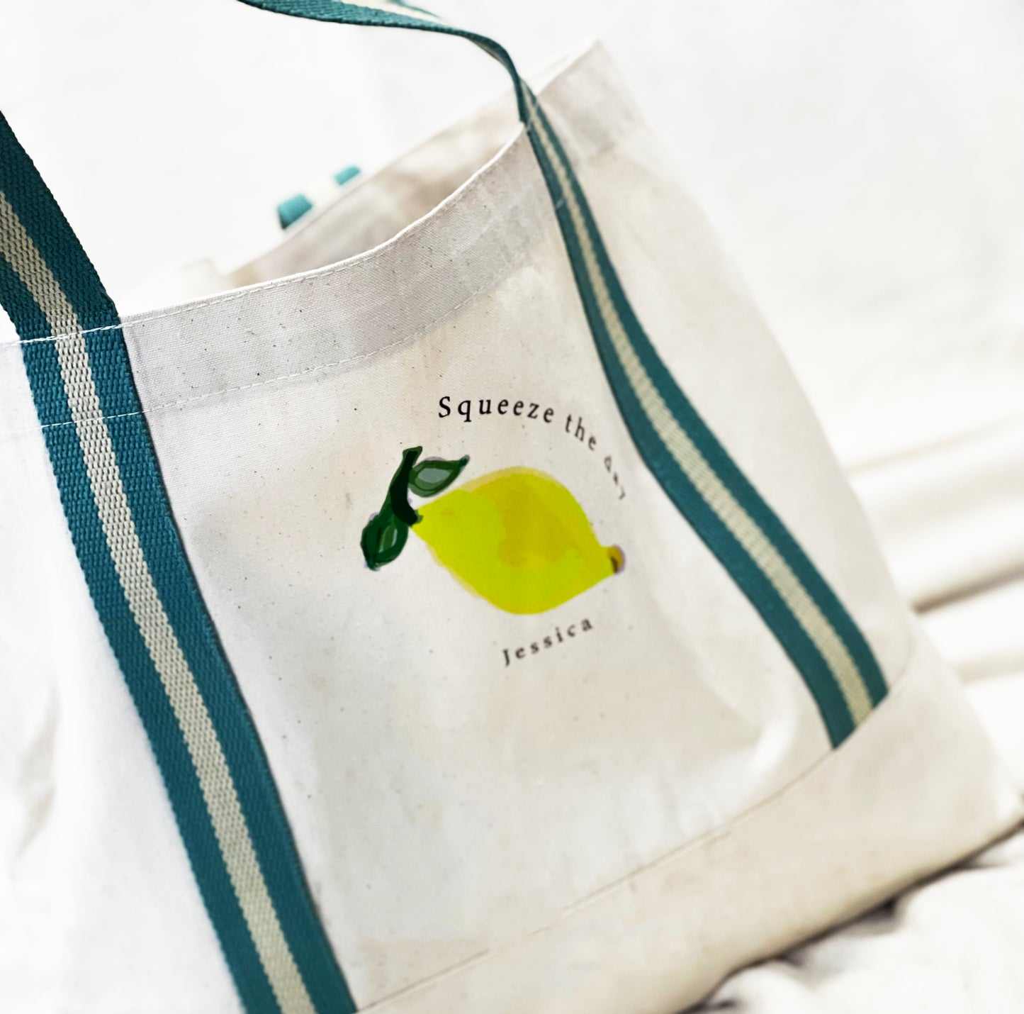 Squeeze The Day Personalised Organic Boat Bag