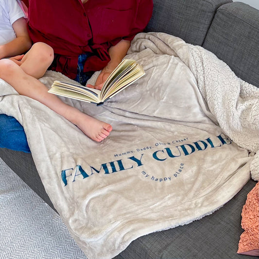 Happy Place Is Family Cuddles Personalised Blanket