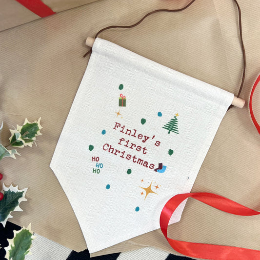 Personalised First Christmas Symbols Banner