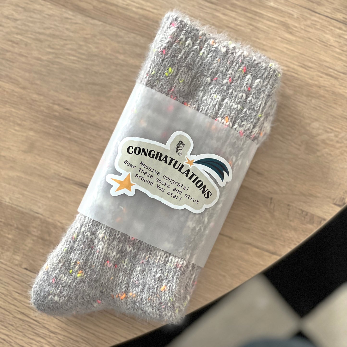 Congratulations Wrapped Neon Fleck Gift Socks