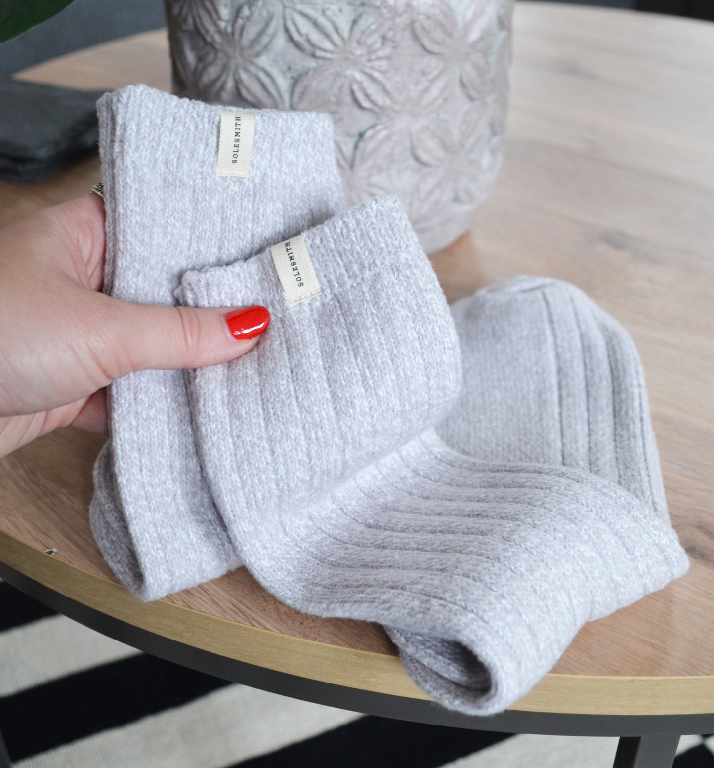 Grey Ribbed Super Soft Snug Socks