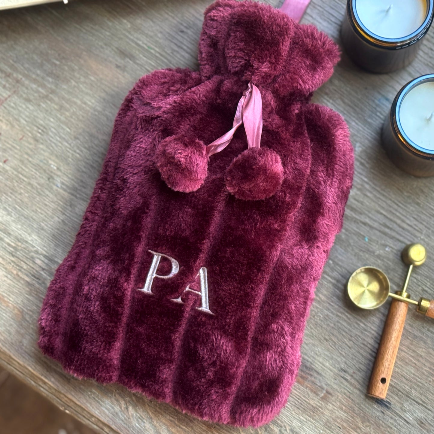 Initial Personalised Furry Hot Water Bottle