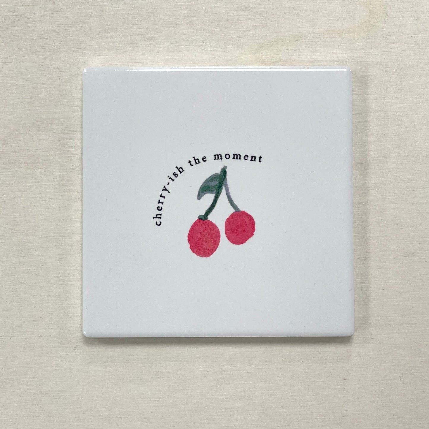 Cherry Ceramic Coaster