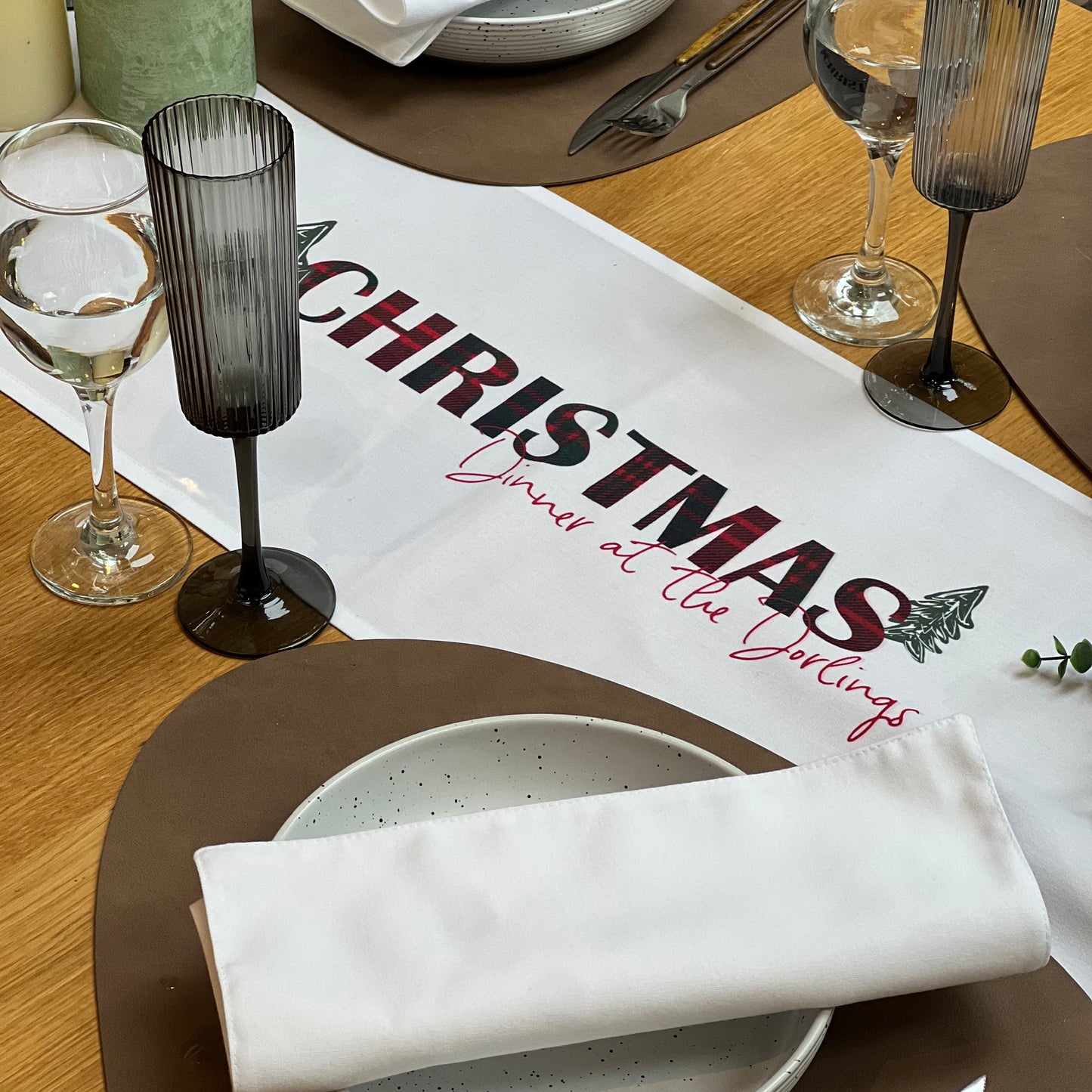 Personalised Tartan Christmas Table Runner