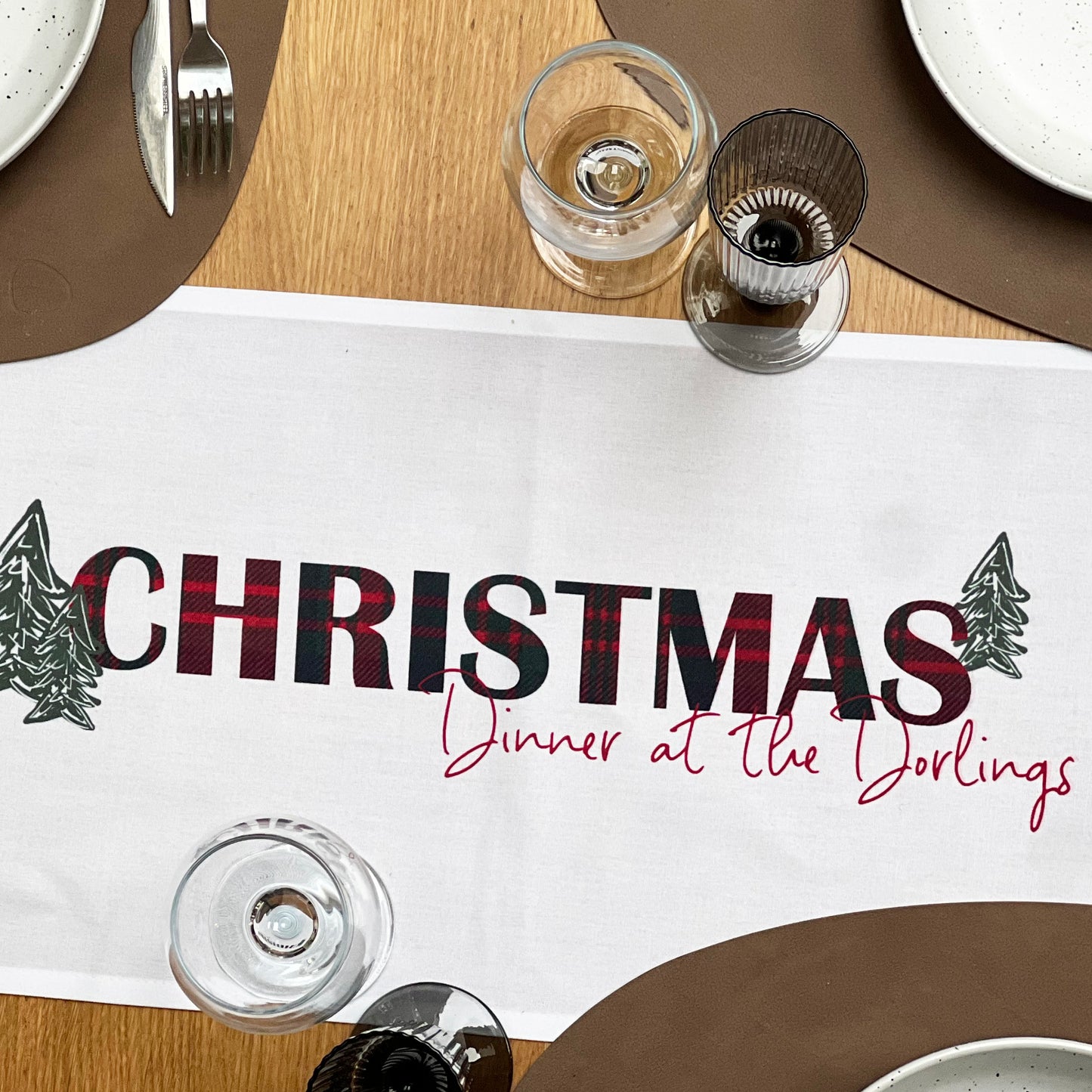 Personalised Tartan Christmas Table Runner