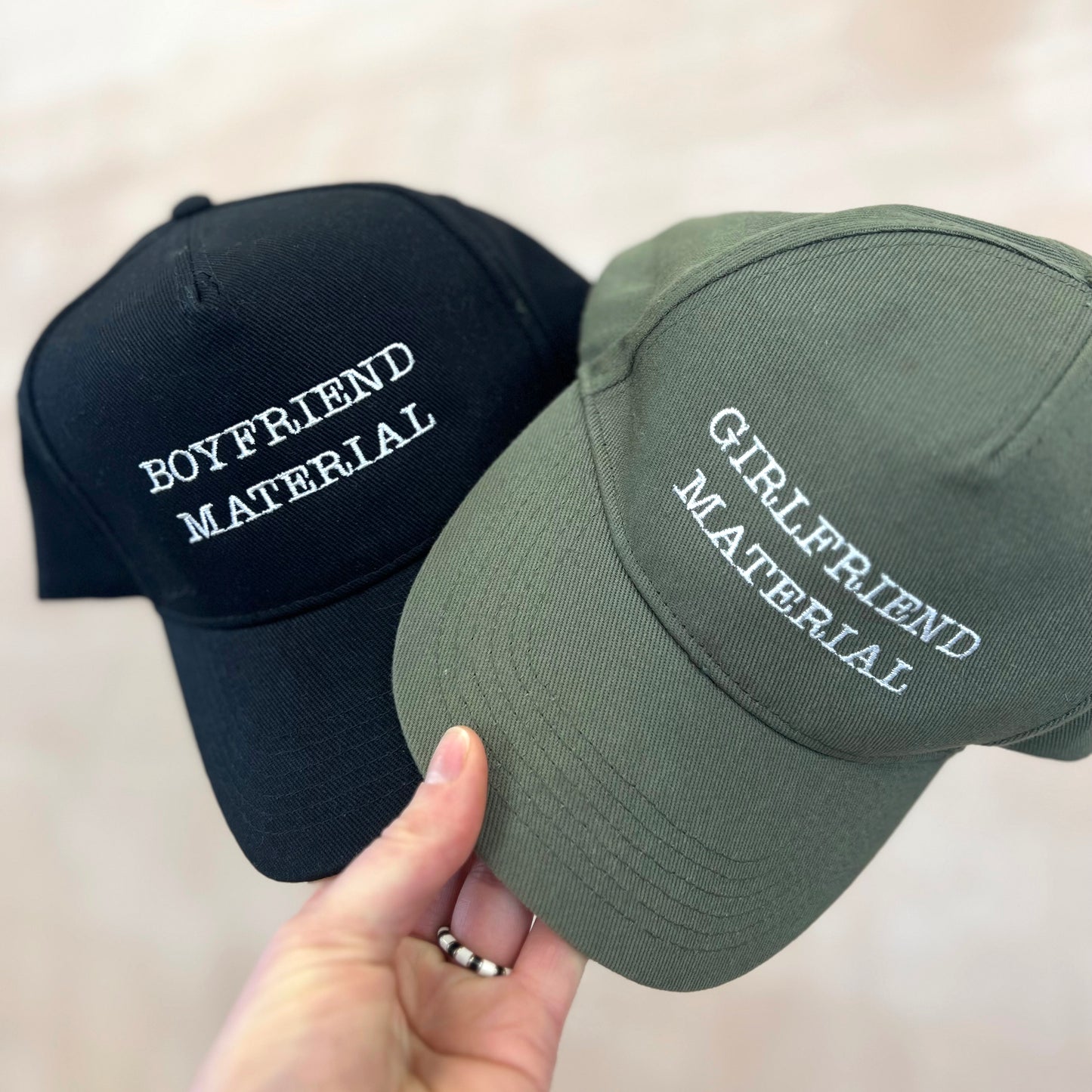 Boyfriend/Girlfriend Material Fun Embroidered Caps