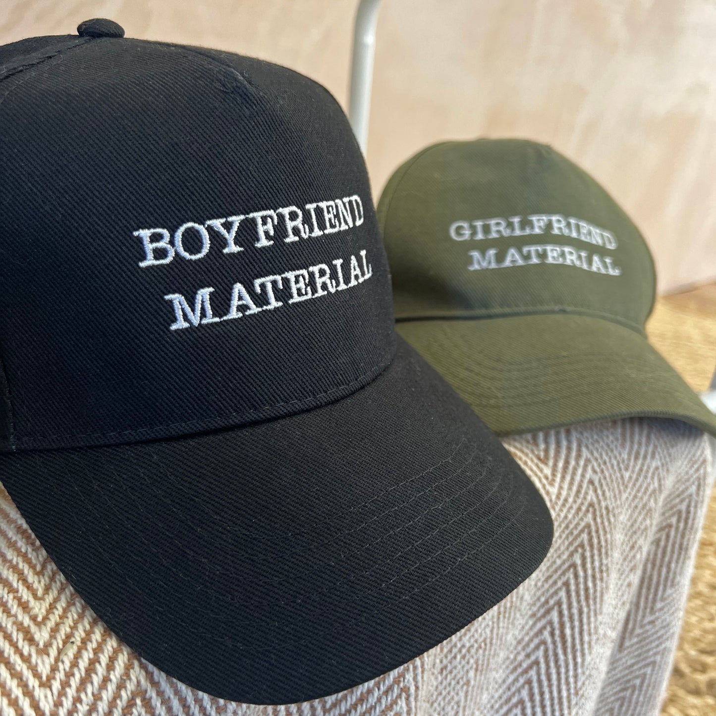 Boyfriend/Girlfriend Material Fun Embroidered Caps