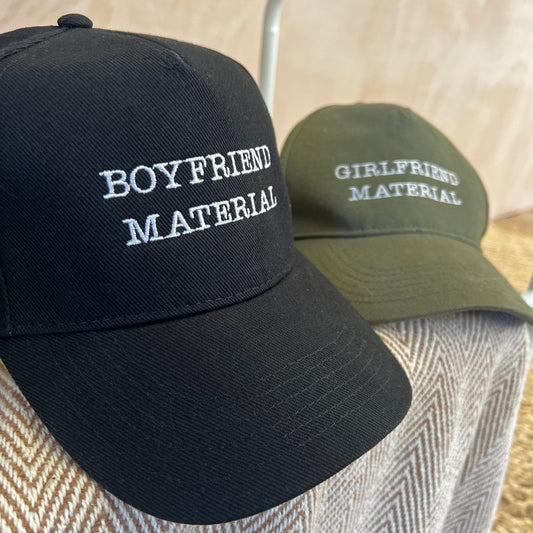 Boyfriend/Girlfriend Material Fun Embroidered Caps