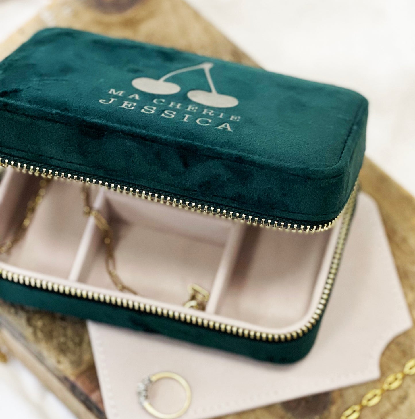 Ma Cherie Personalised Velvet Travel Jewellery Case