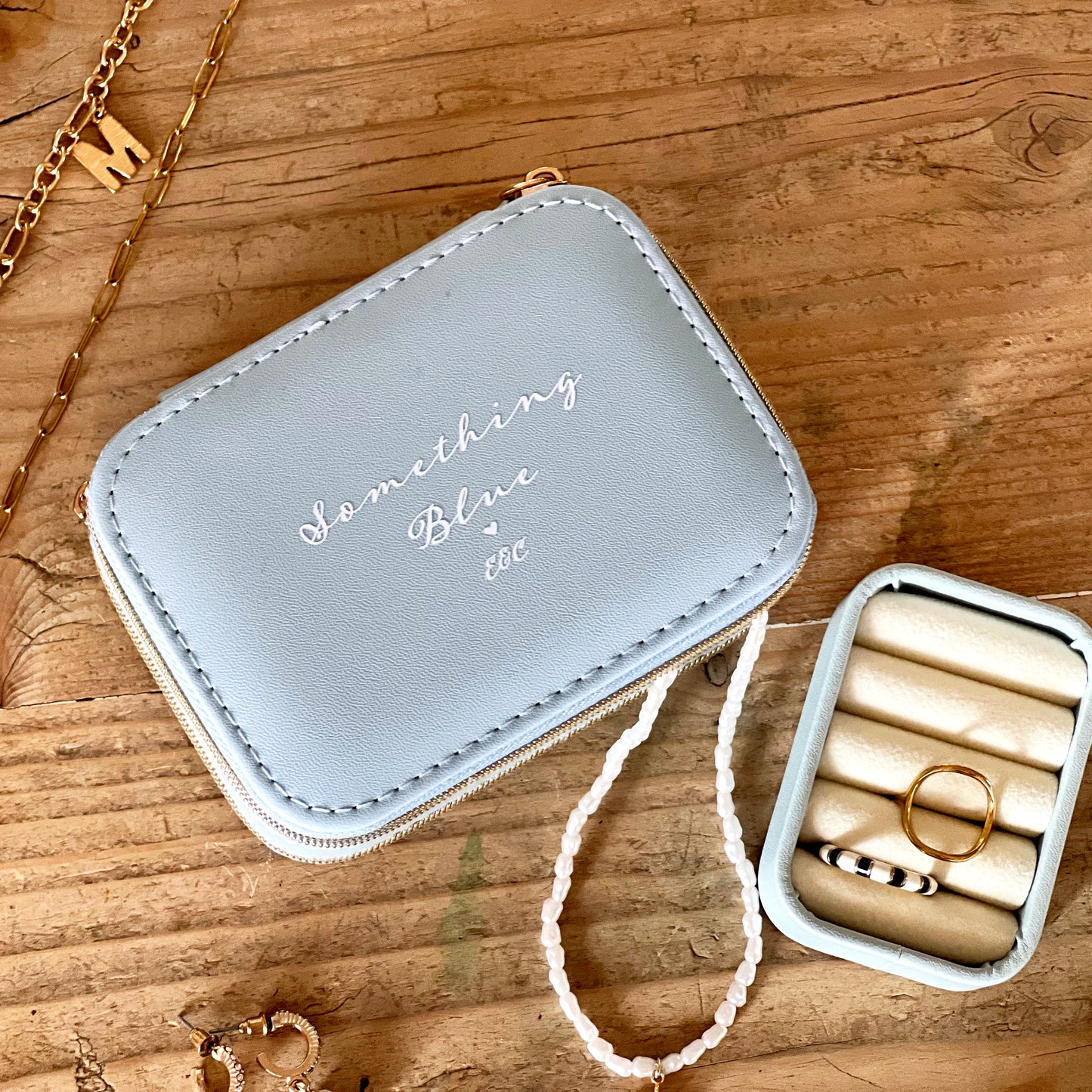Something Blue Double Compartment Jewellery Box
