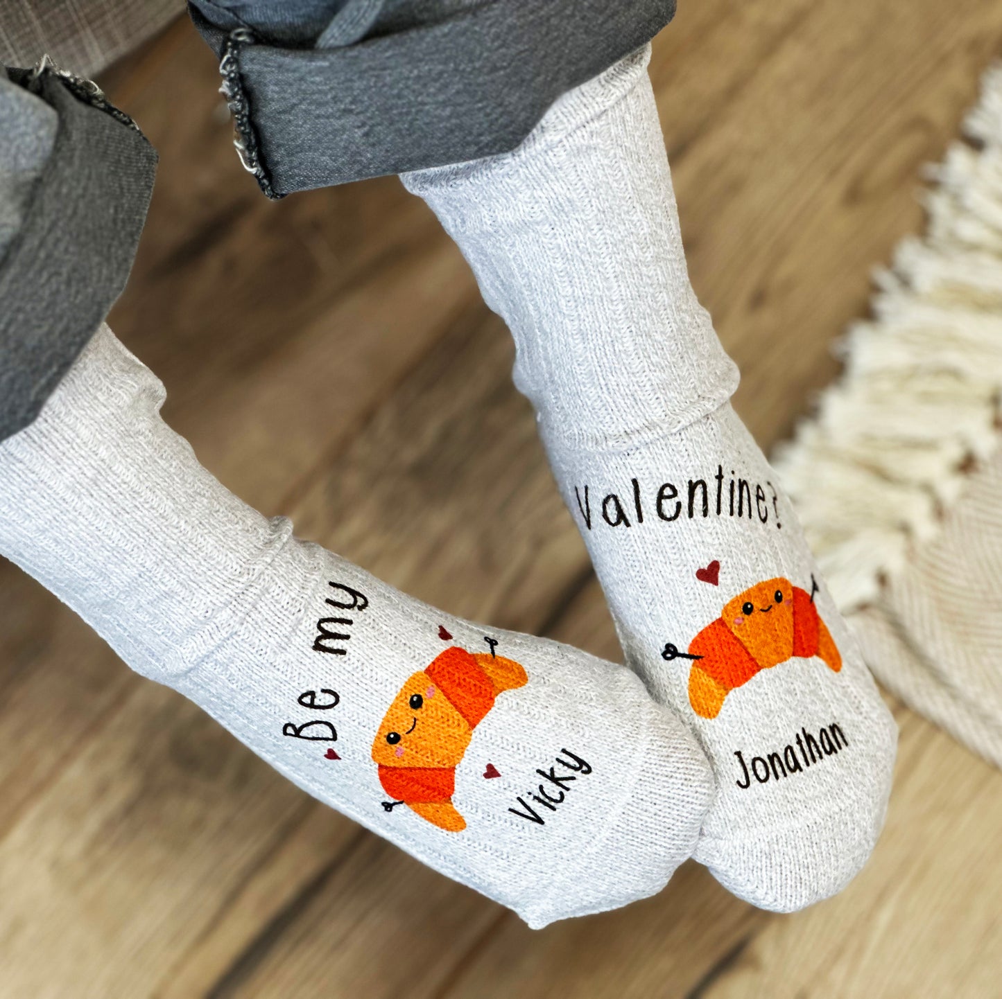 Valentine's Day Croissant Snug Socks