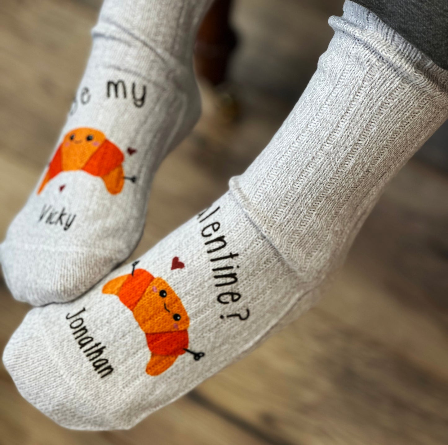 Valentine's Day Croissant Snug Socks