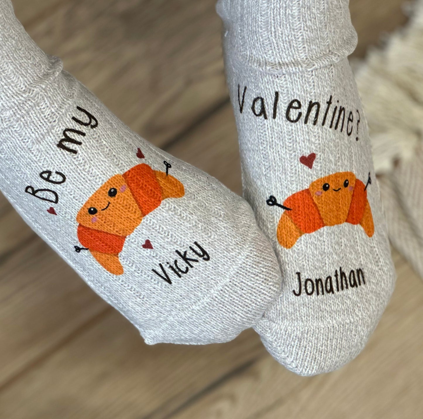 Valentine's Day Croissant Snug Socks