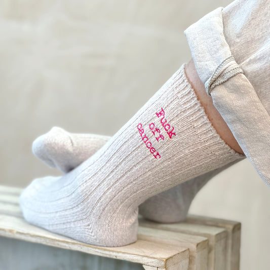 Cancer Care Slogan Socks, gift for friend with cancer, chemo socks