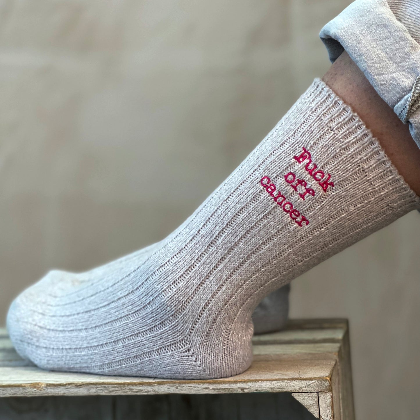 Cancer Care Slogan Socks, gift for friend with cancer, chemo socks