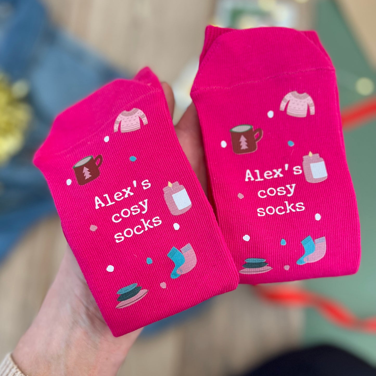 Personalised cosy symbols socks