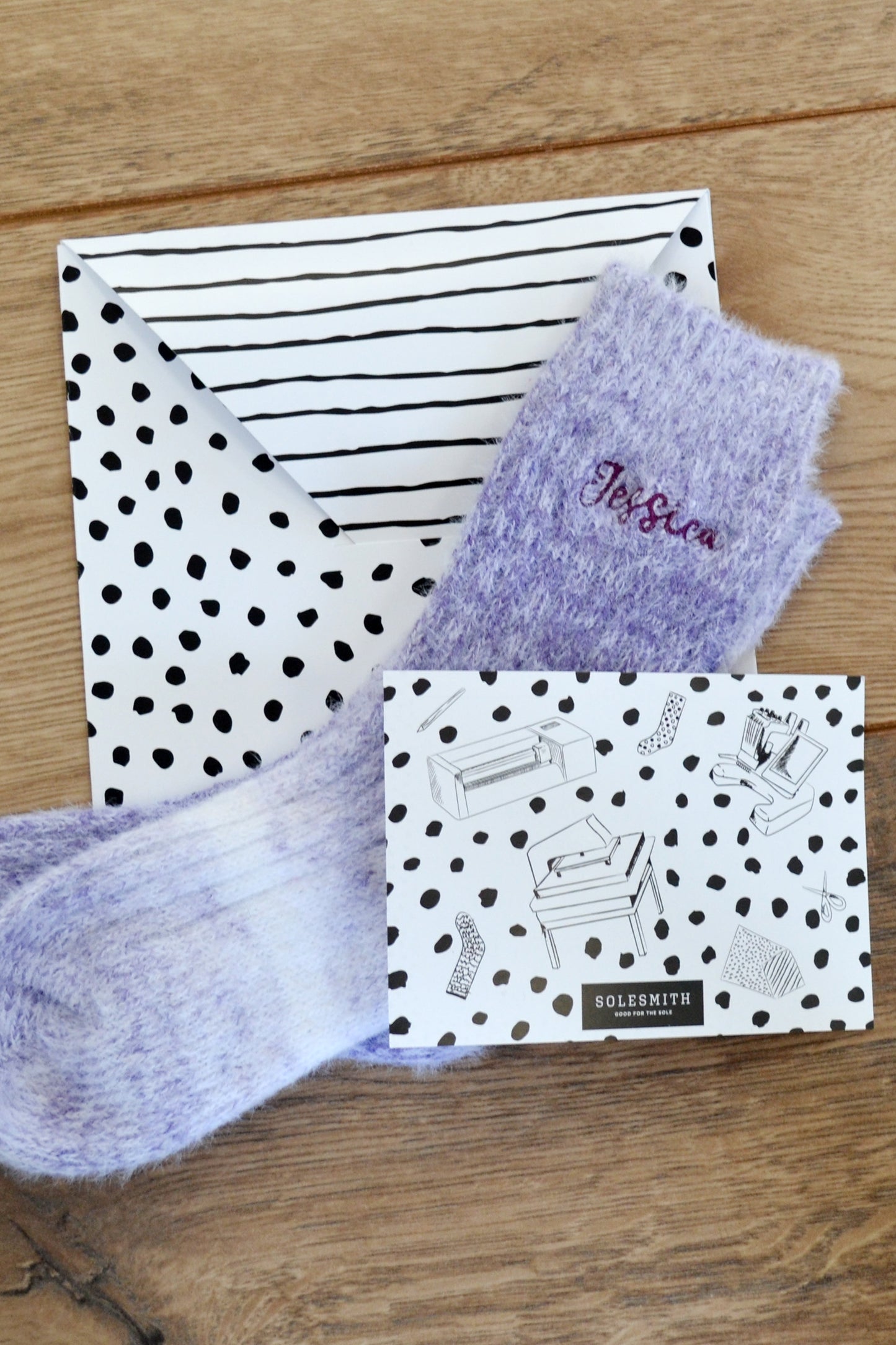 Embroidered Ombre Fluffy Bed Socks