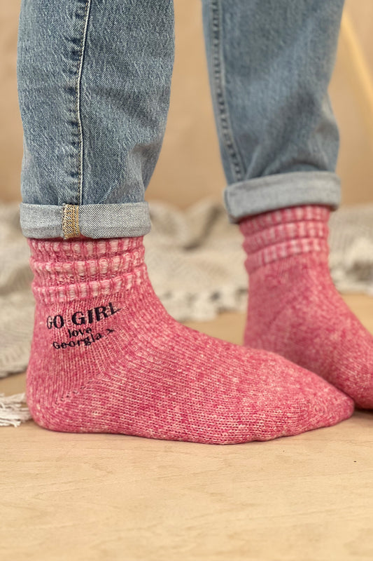 Personalised Go Girl Ribbed Bed Socks