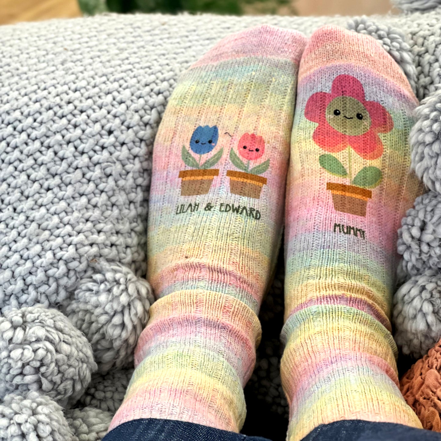 Mummy Rainbow Flowerpot Snug Socks