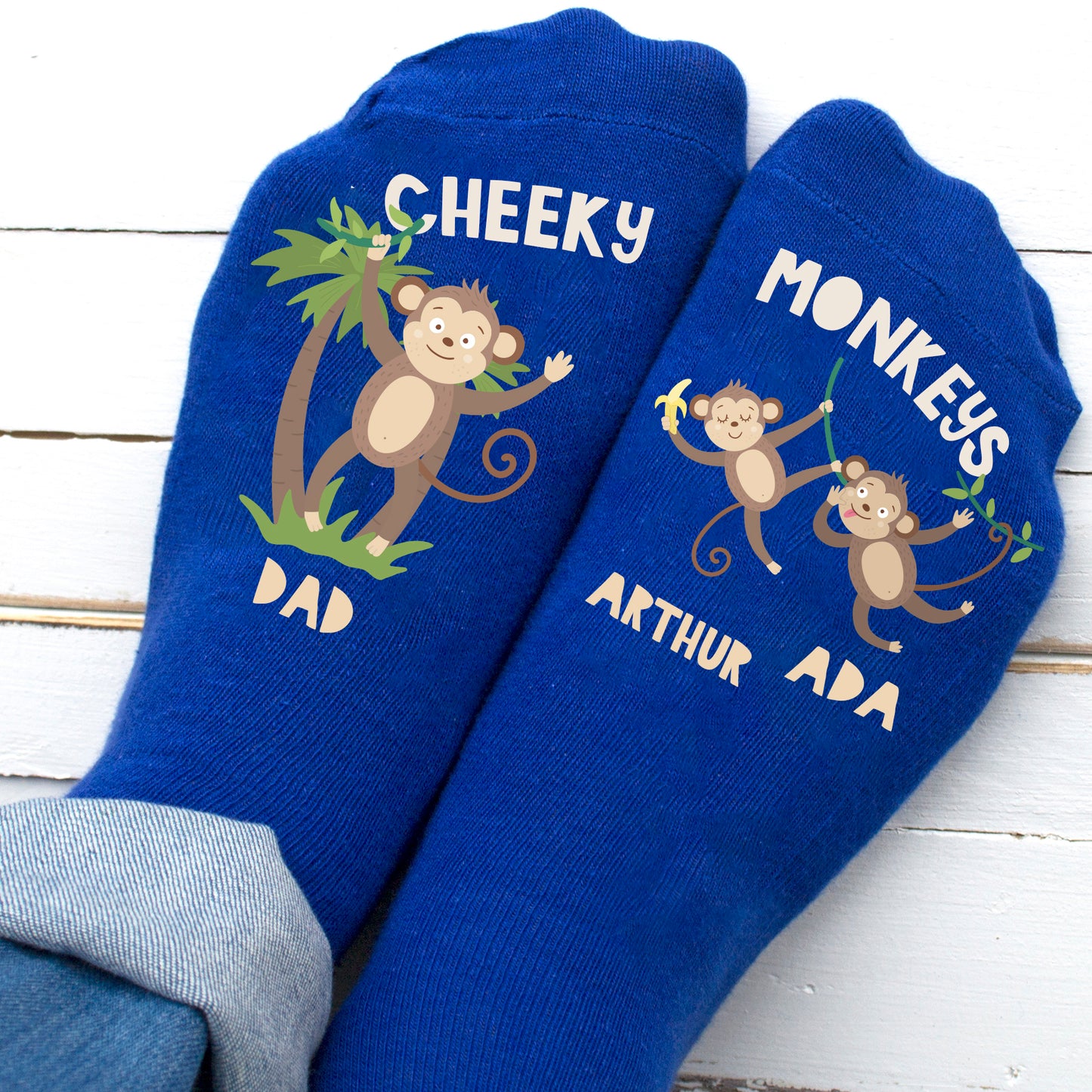 Personalised Daddy and Me cheeky monkey Socks