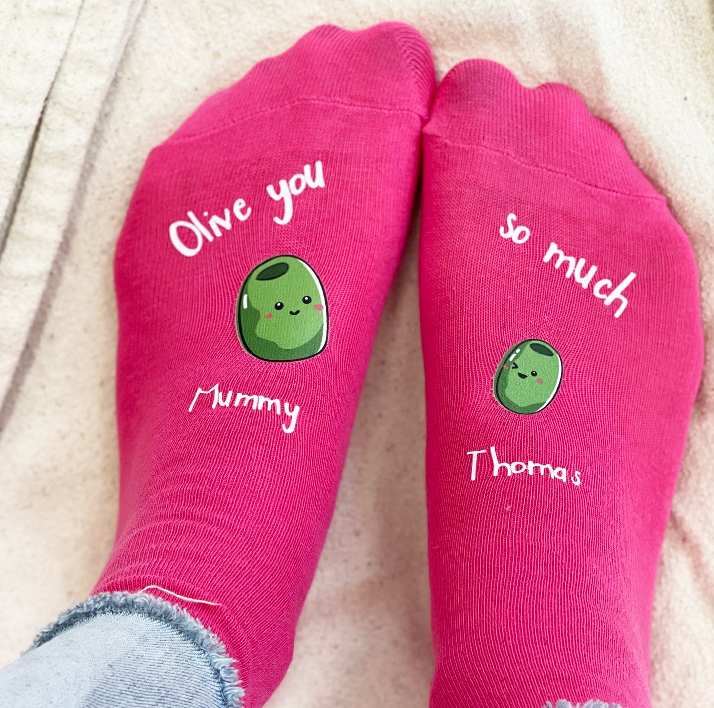 Mummy And Me Olive Personalised Socks