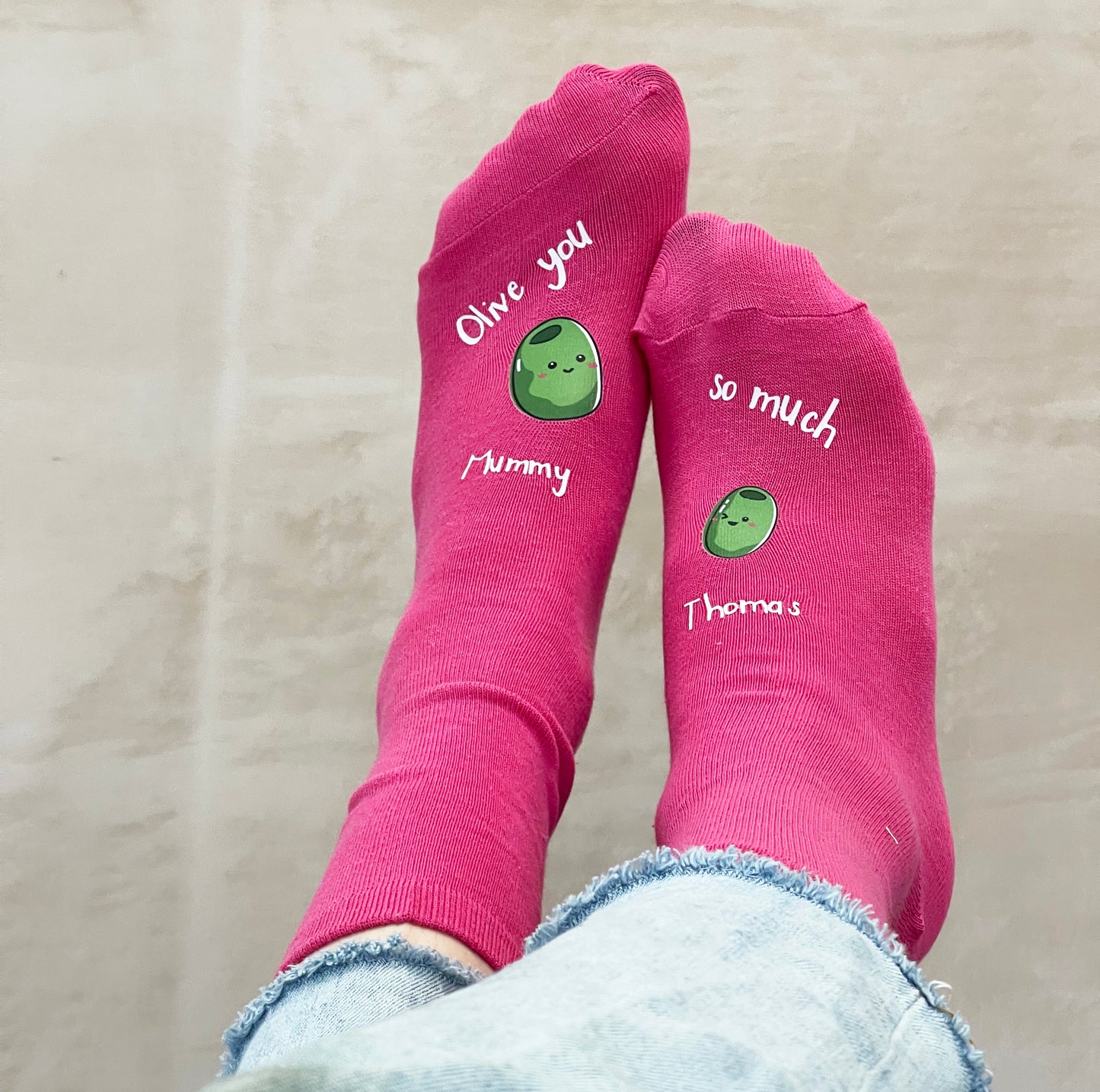 Mummy And Me Olive Personalised Socks