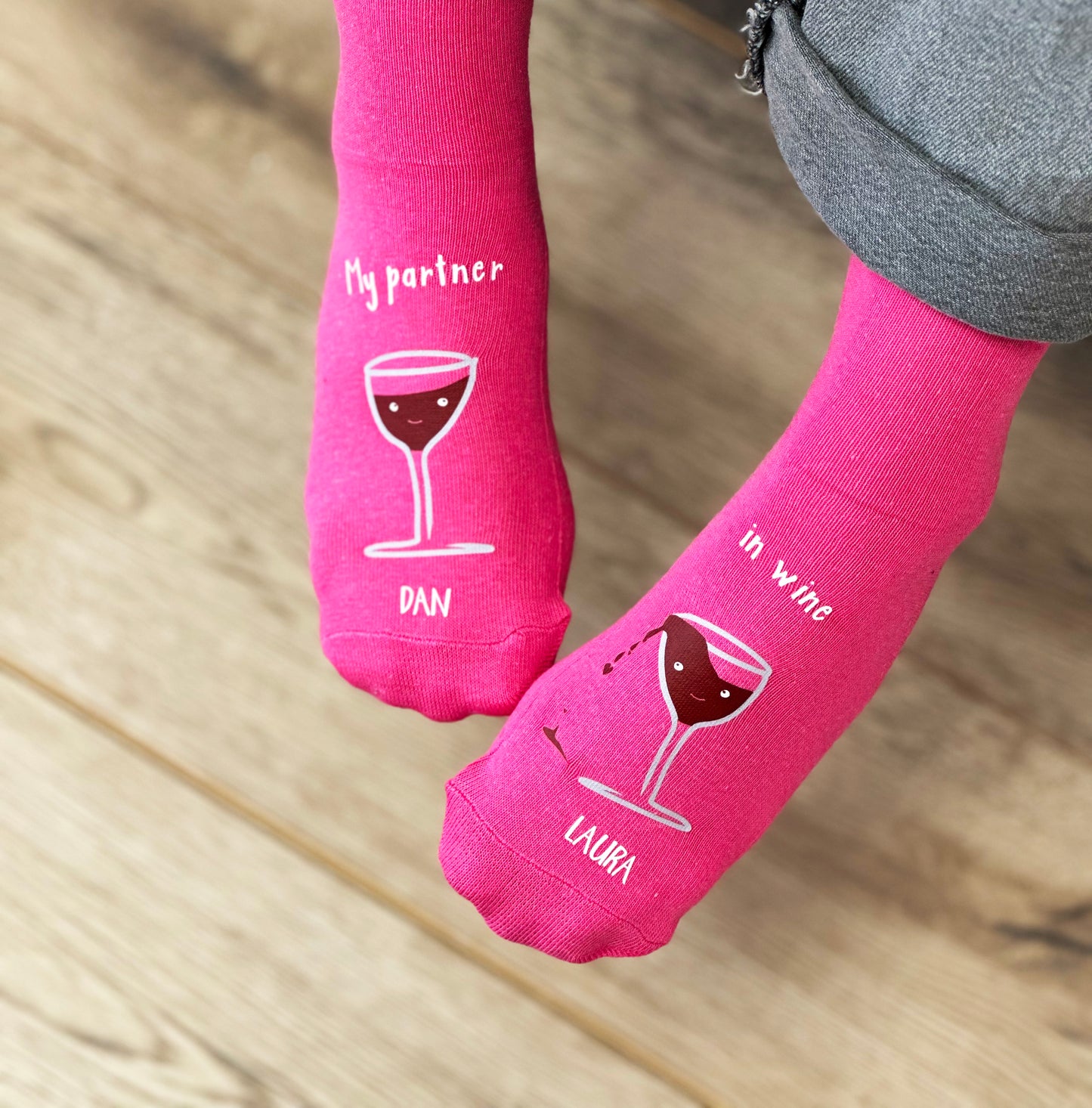 My Partner In Wine Personalised Socks