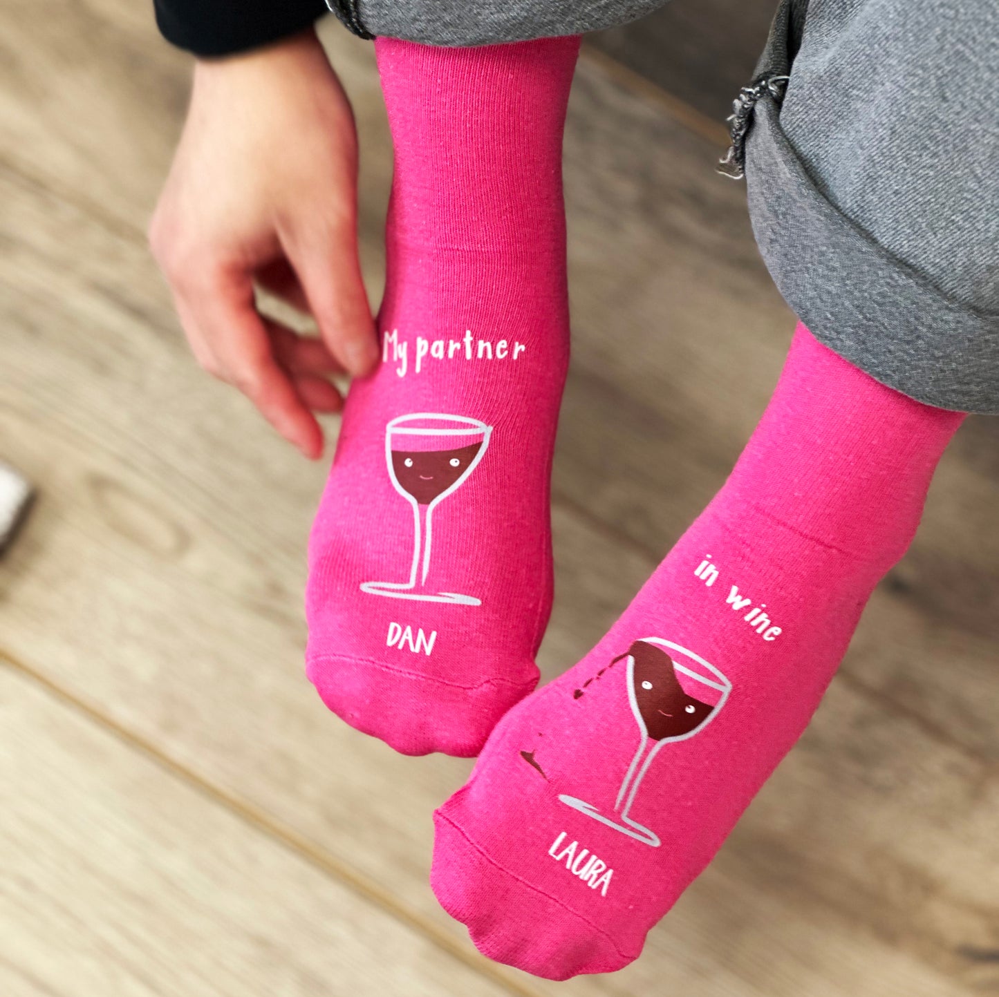 My Partner In Wine Personalised Socks