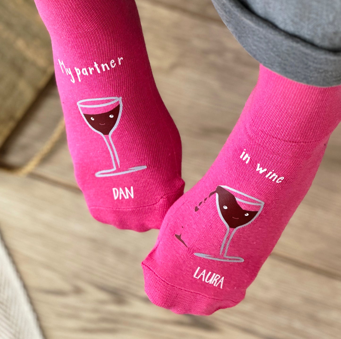 My Partner In Wine Personalised Socks