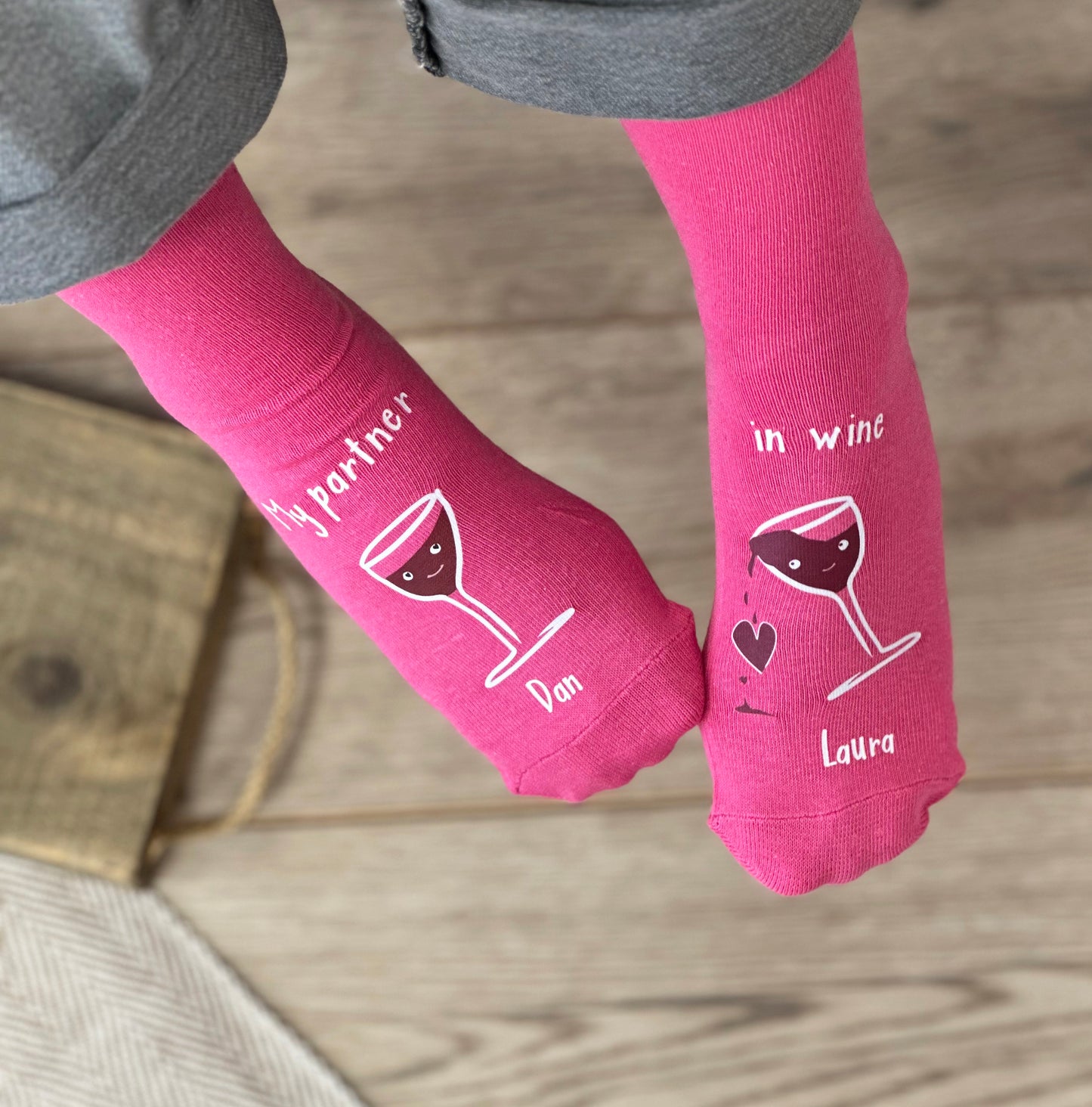 My Partner In Wine Personalised Socks