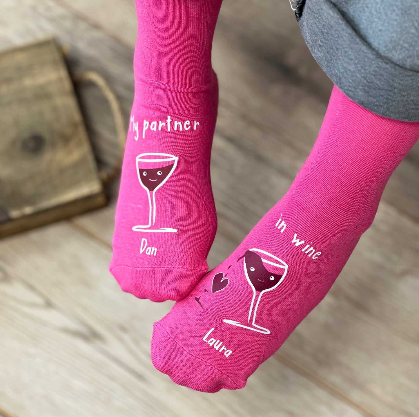 My Partner In Wine Personalised Socks