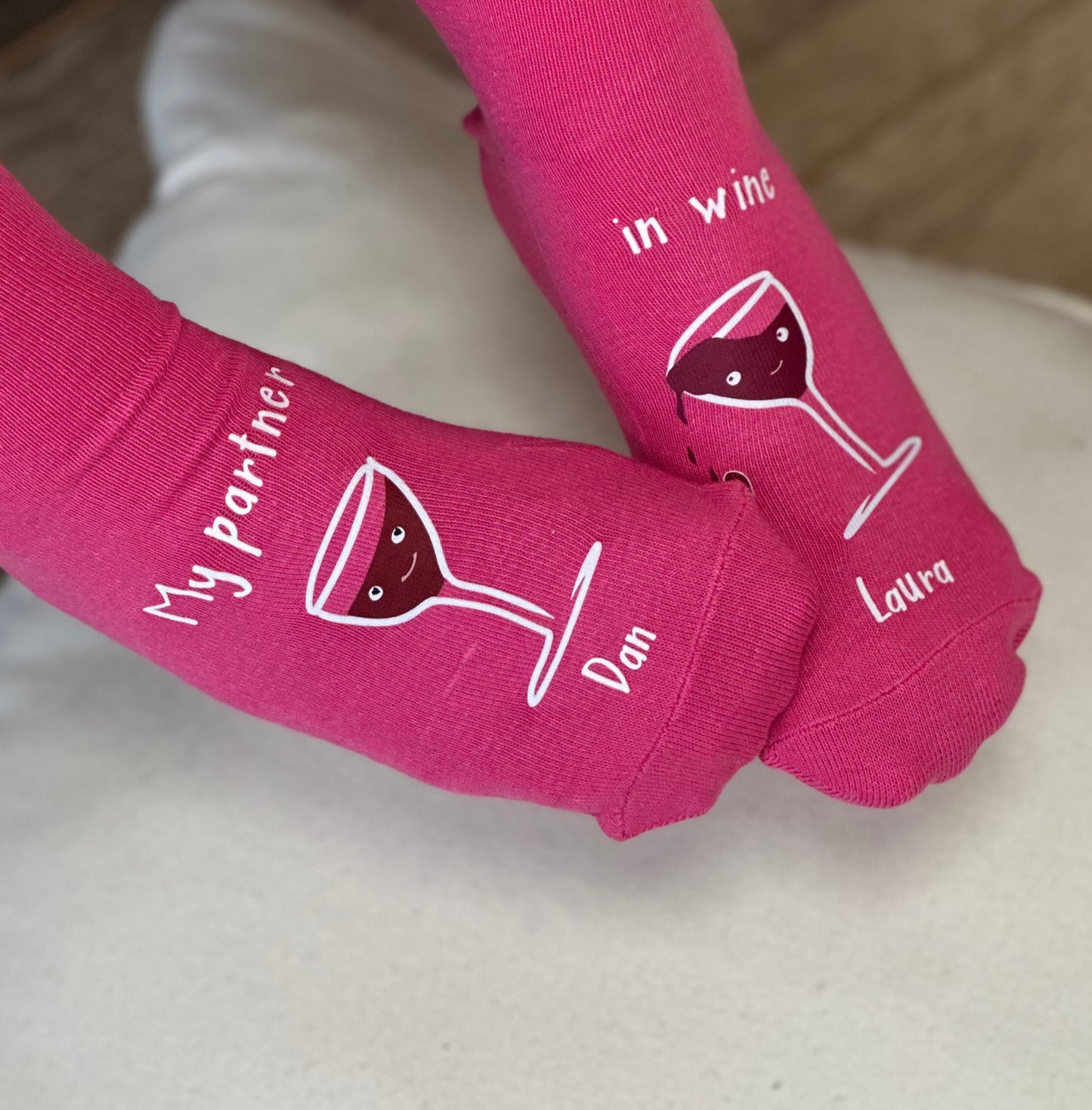 My Partner In Wine Personalised Socks
