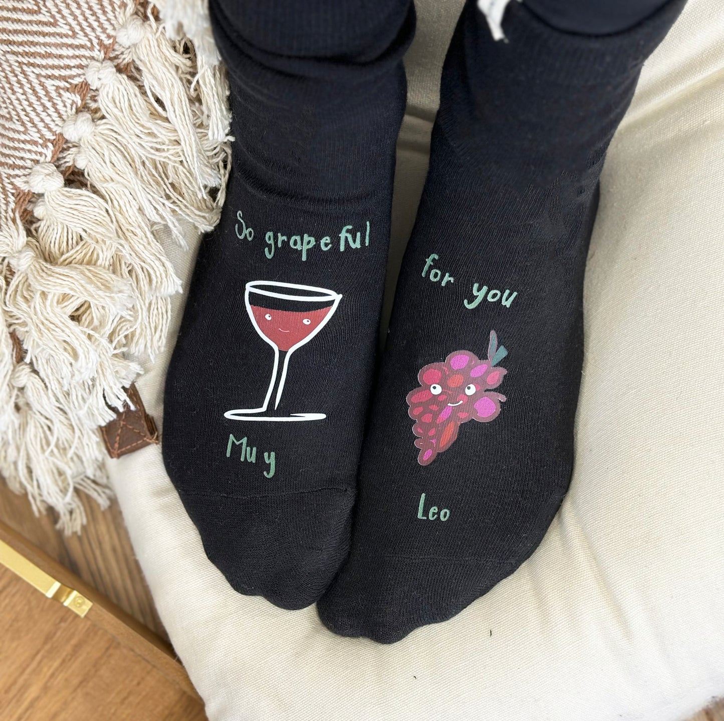 So Grapeful For You Valentine's Wine Socks