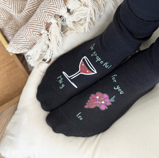 So Grapeful For You Valentine's Wine Socks