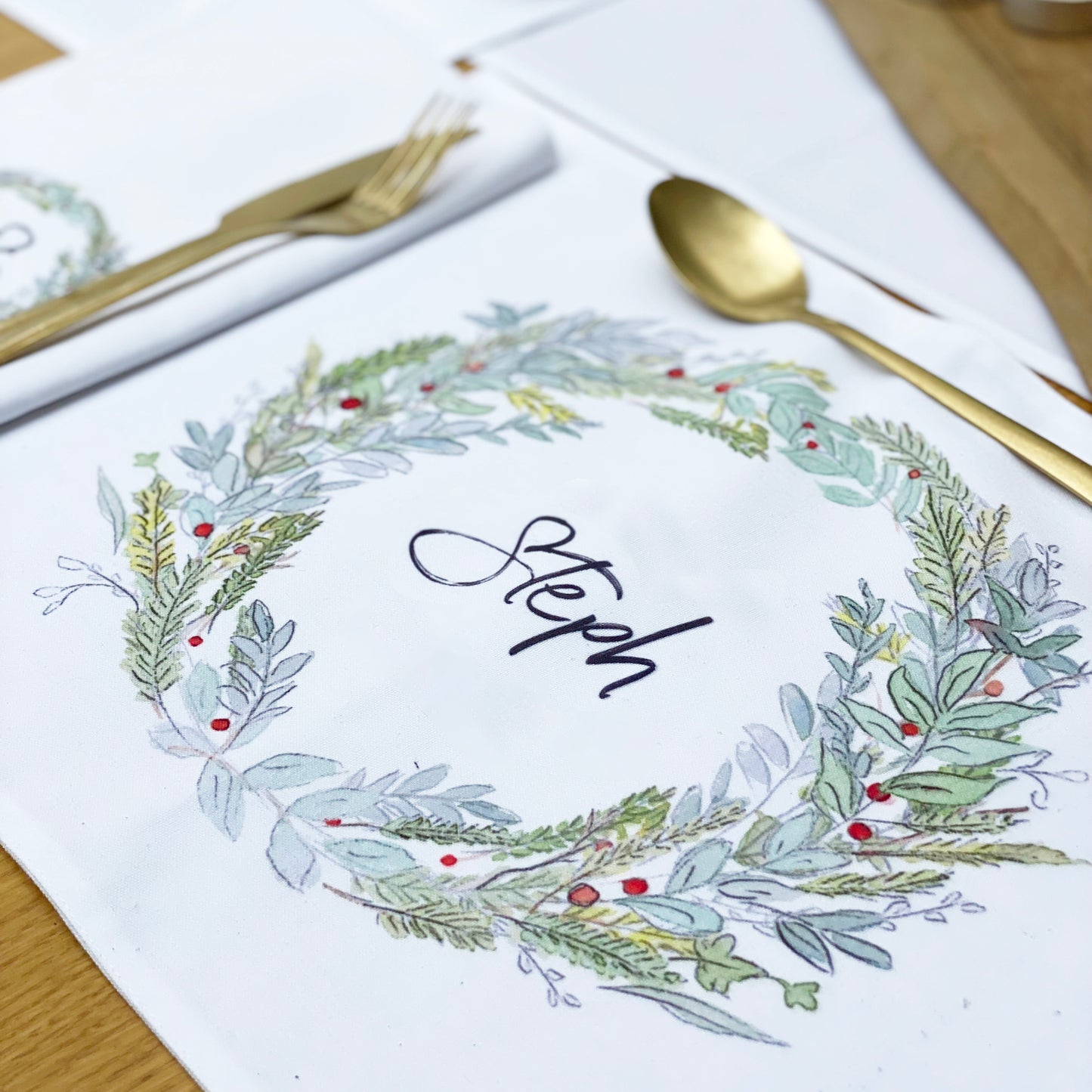 Personalised Wreath Family Christmas Placemat