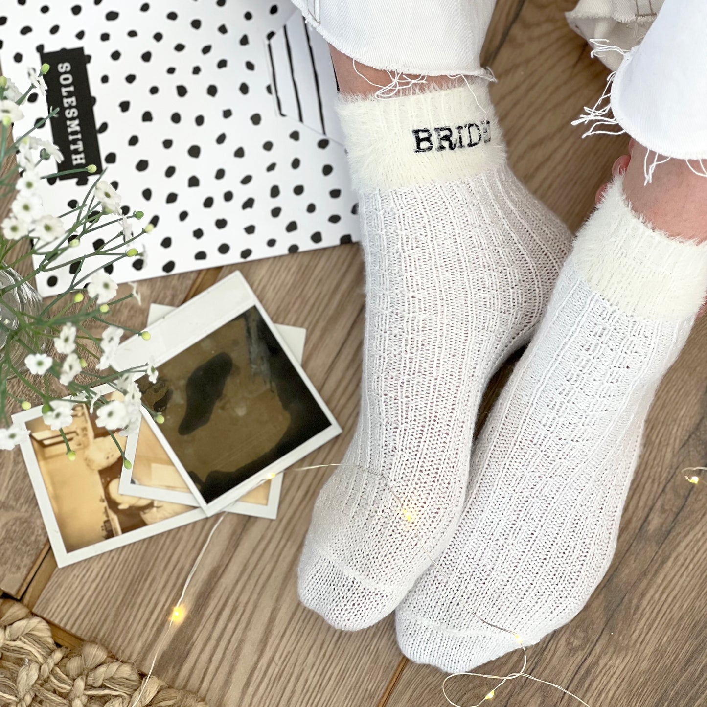 Bride Fluffy Cuff Wedding Socks