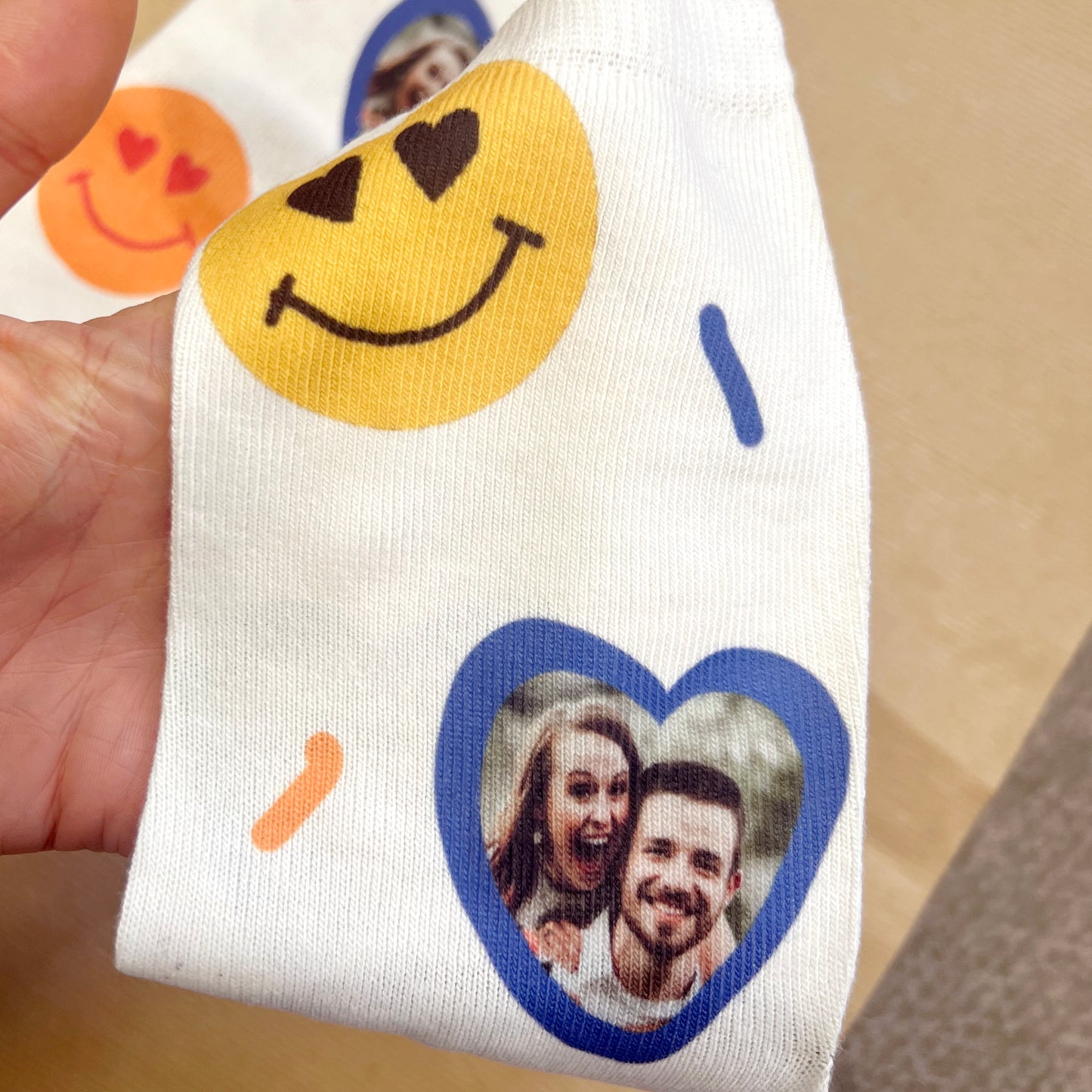 Smiley Face Personalised Photo Socks