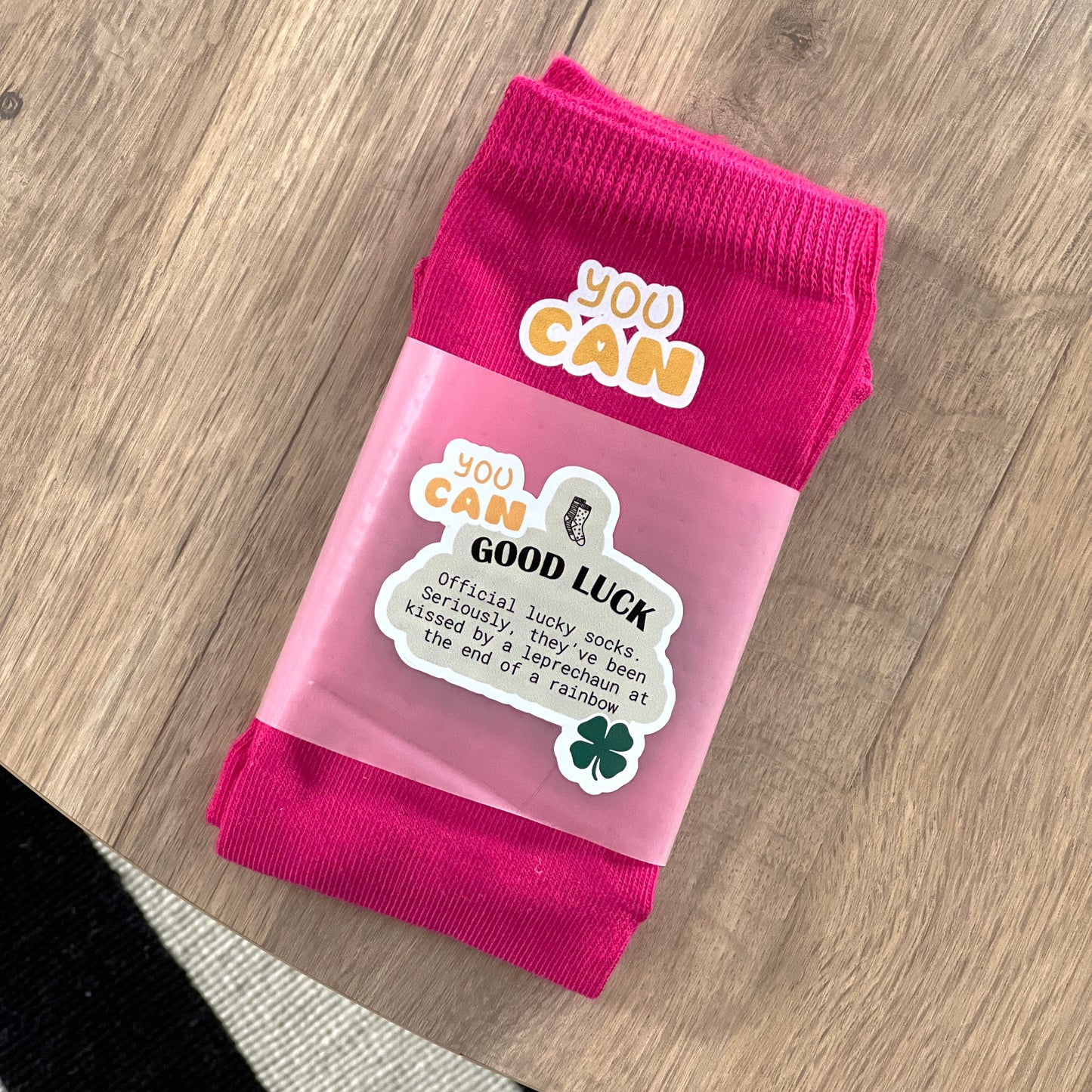 Wrapped Good Luck Pink Gift Socks