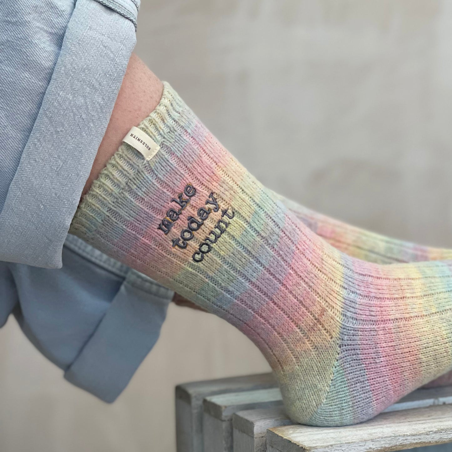 Manifest it Embroidered Slogan Socks