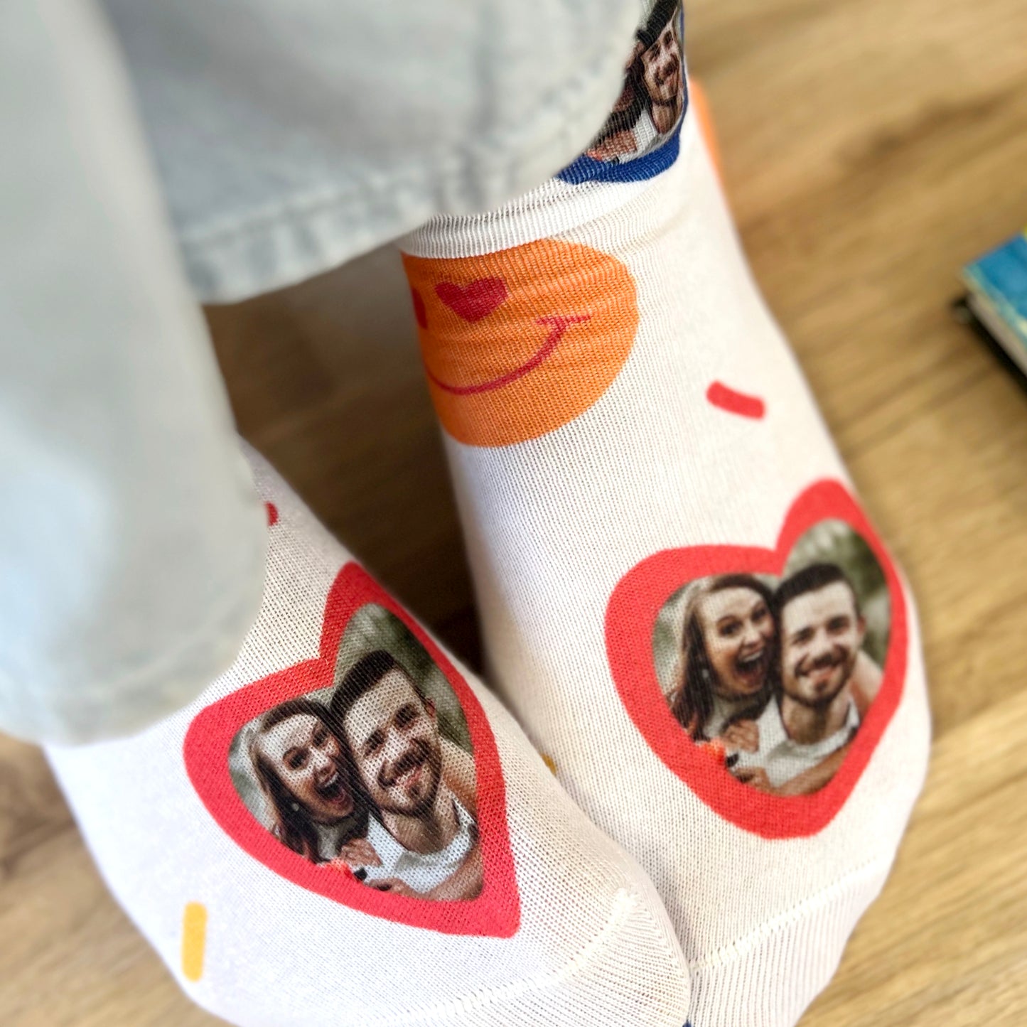 Smiley Face Personalised Photo Socks