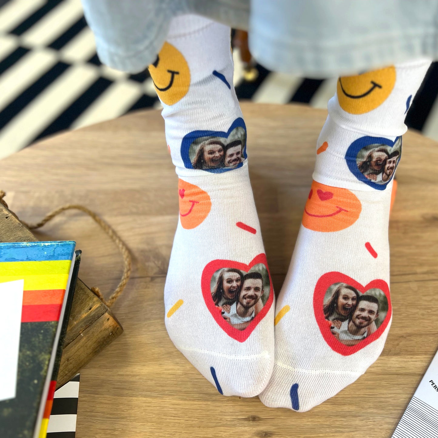 Smiley Face Personalised Photo Socks