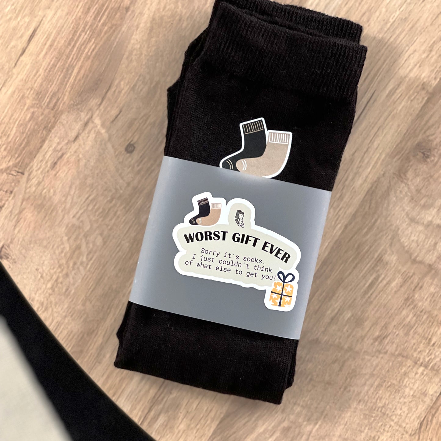 Funny Gift Idea Wrapped Black Cotton Gift Socks