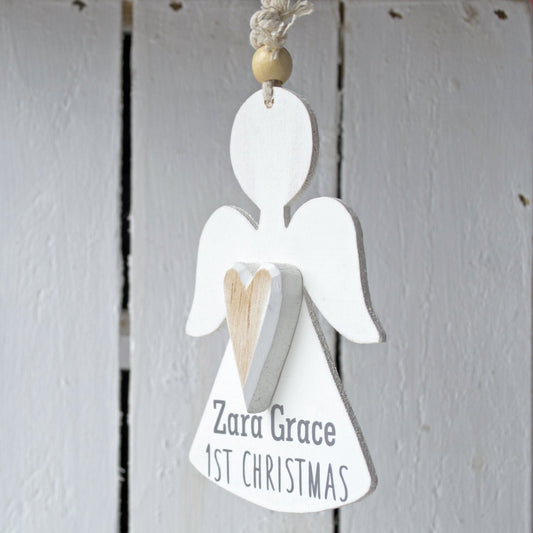 Personalised First Christmas Angel Decoration., Bauble, - ALPHS