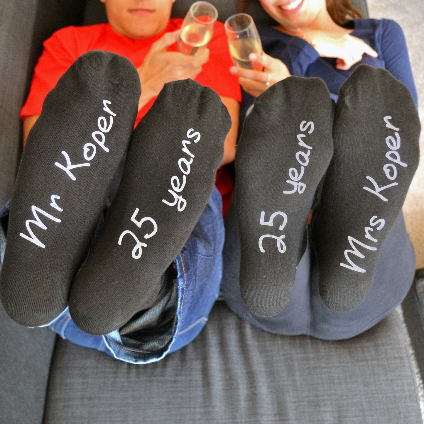 His and Hers Personalised Anniversary Socks, Socks, - ALPHS