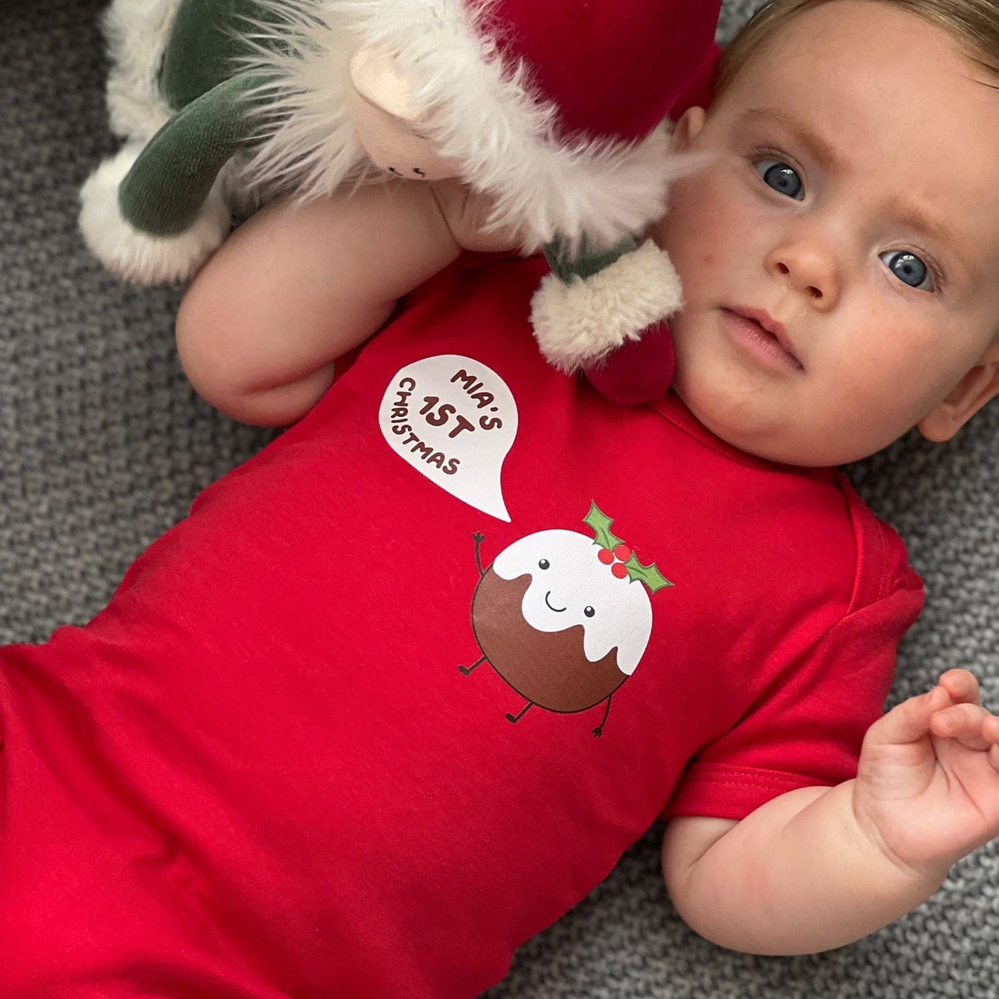 Personalised First Christmas Pudding Baby Grow