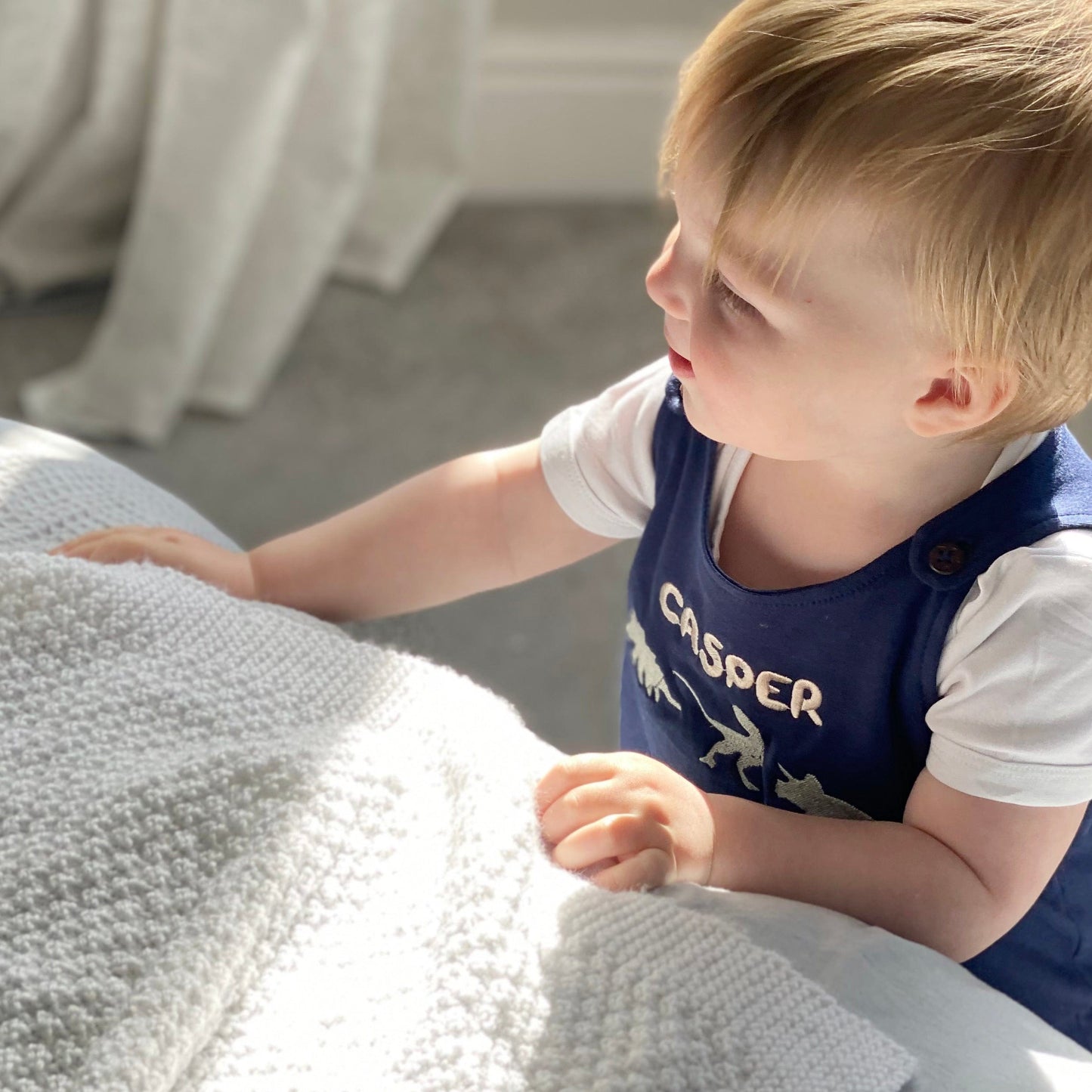 Personalised Embroidered Baby Dinosaur Dungarees