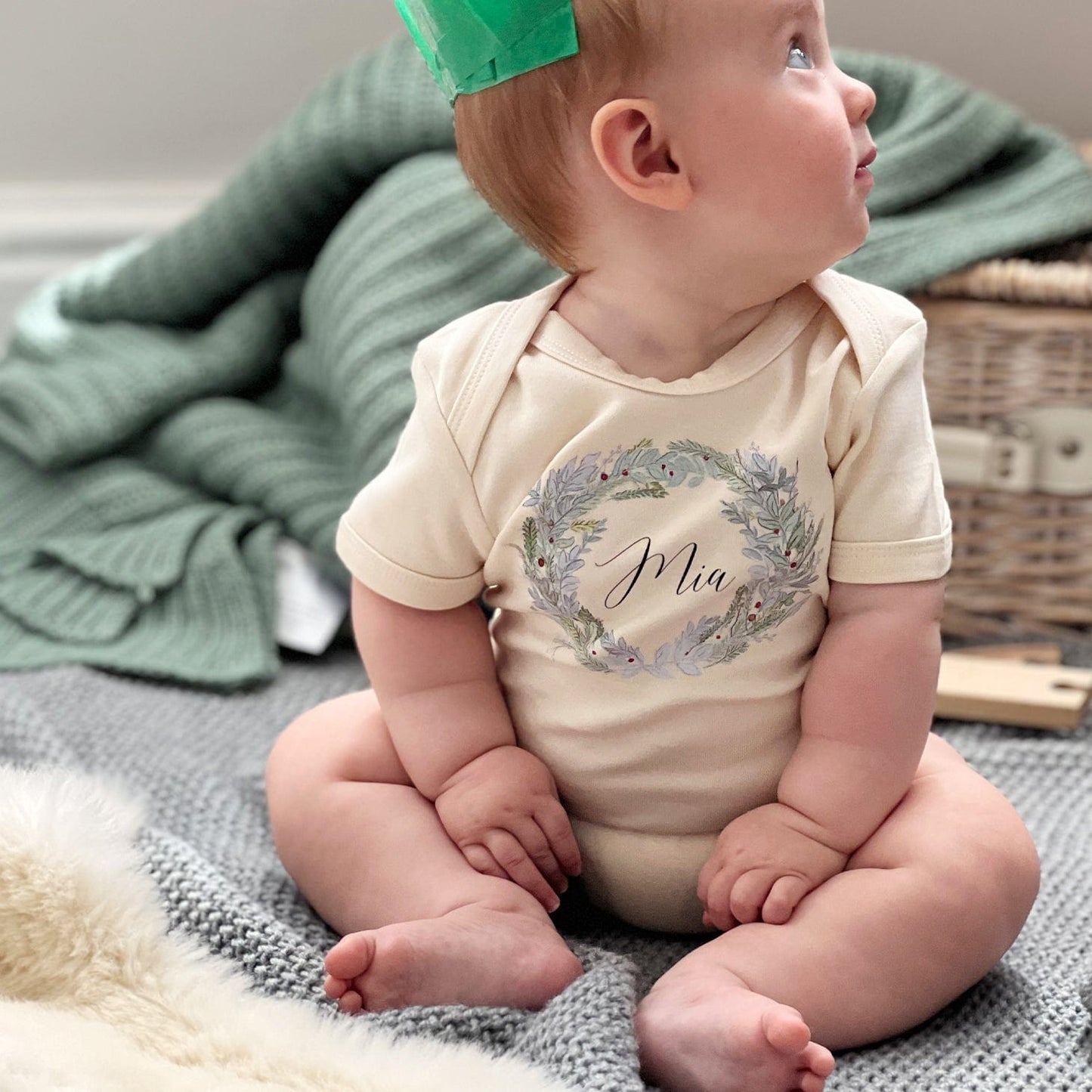 Personalised Wreath Baby Grow