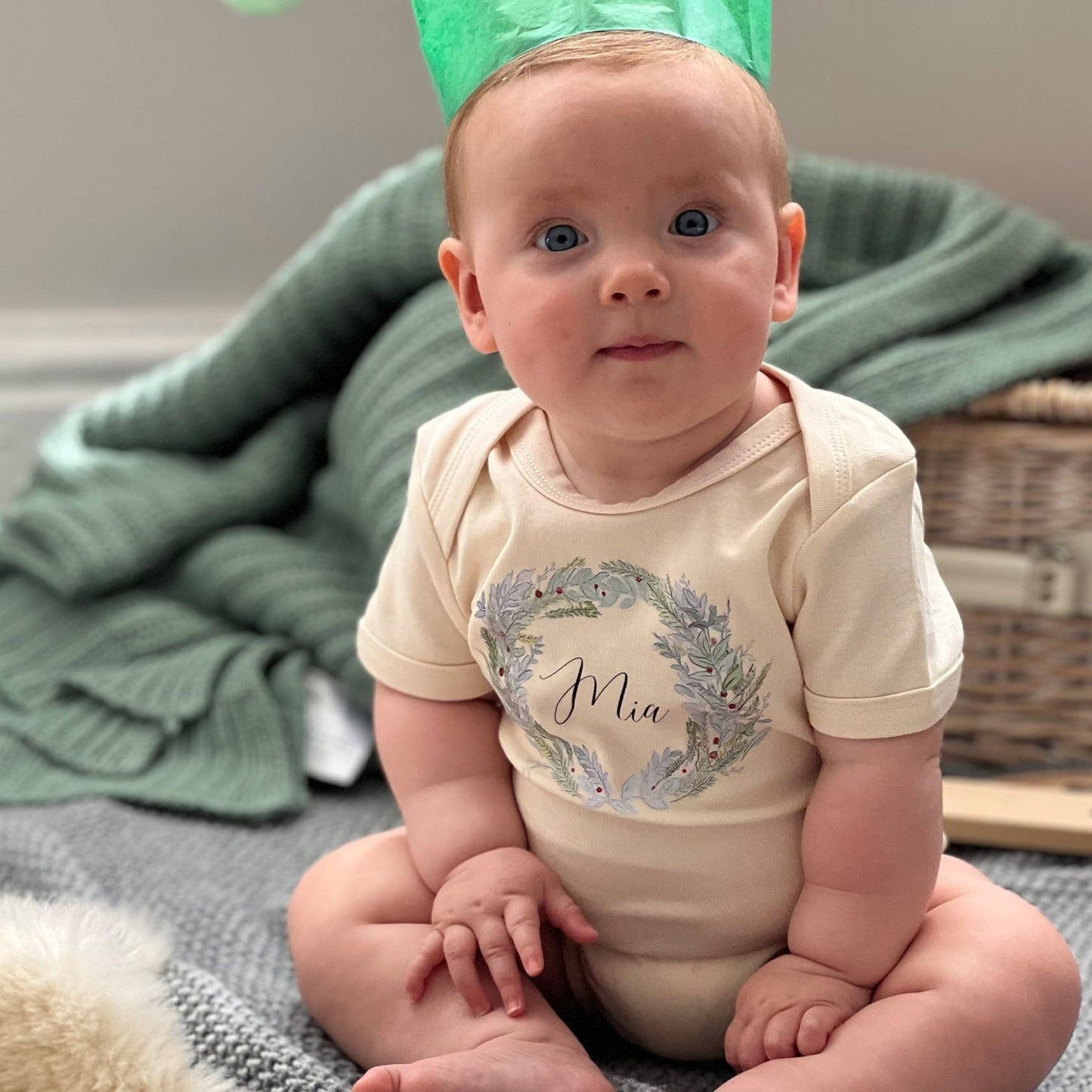 Personalised Wreath Baby Grow